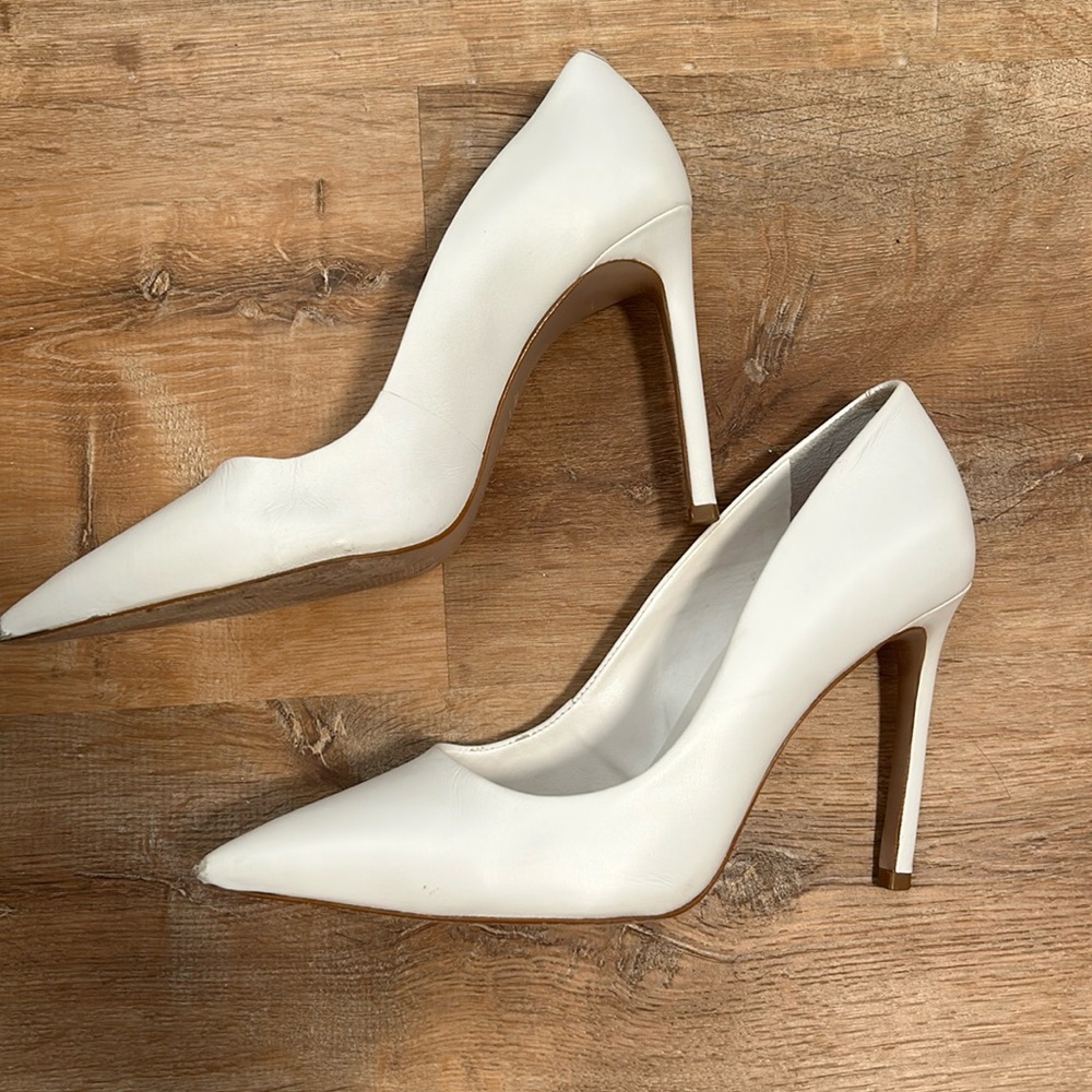 Schutz Lou Lo Leather Pumps White